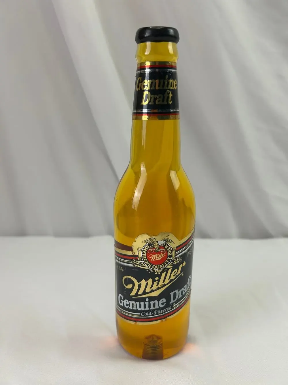 Vintage Miller Genuine Draft MGD Beer Tap Handle Acrylic Half Bottle 9 Inch